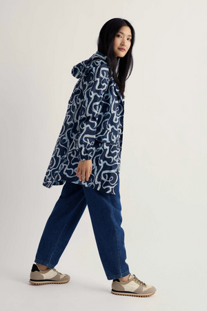 Seasalt Cornwall Packable Raincoat in Ink Strokes Maritime