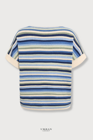 Mansted Denmark Andie Eco Link Stripe Wedge Top in Blue