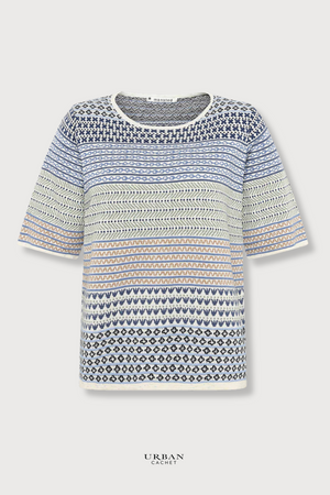 Mansted Denmark Hilde Eco Jacquard Tee in Dark Blue