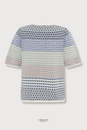 Mansted Denmark Hilde Eco Jacquard Tee in Dark Blue