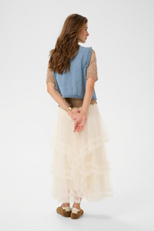 Cream Clothing Rina Waistcoat in Duncan Medium Blue Denim