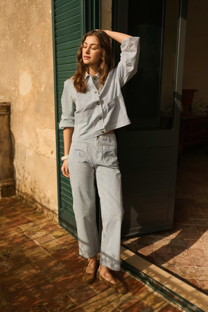 Cream Clothing Berta Twill Jacket in Horizon Blue Milkboy