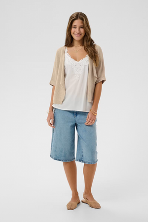 Cream Clothing Sillar Knit Bolero in Oat Melange