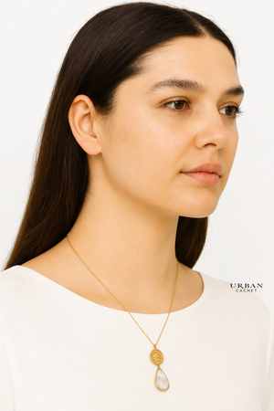 YiSu Design Gold Coin Water Drop Necklace