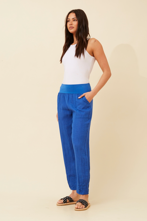 Bottega Moda Long Pant in Blue Cina