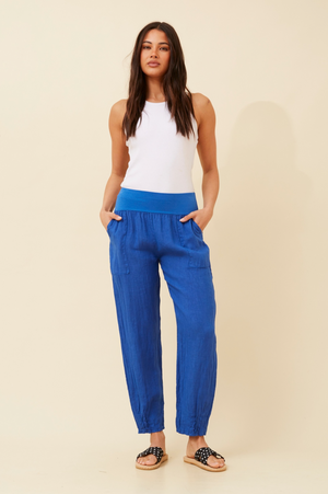 Bottega Moda Long Pant in Blue Cina