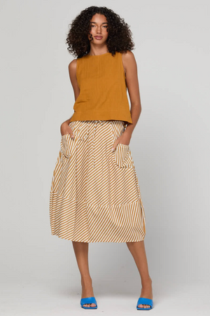 Boom Shankar Guru Skirt in Mustard Stripe