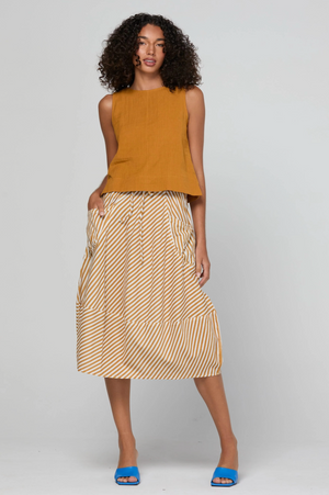 Boom Shankar Guru Skirt in Mustard Stripe