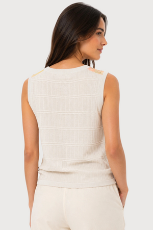 JJ Sisters Aurelia Silk Linen Top in Buttercream Floral