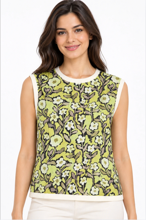 JJ Sisters Elodie Viscose Top in Botanical Green
