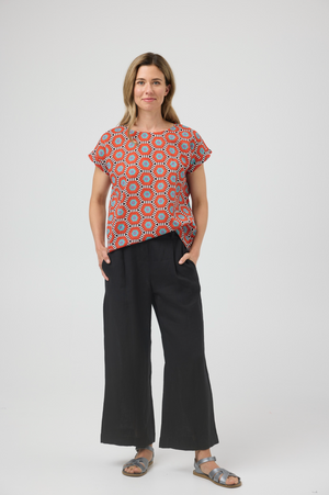 CAKE Vicky Round Neck Top in Retro Tile