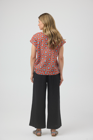 CAKE Vicky Round Neck Top in Retro Tile