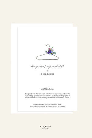 petal & pins wattle dress greeting card
