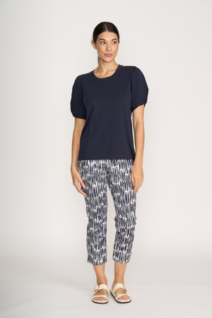 Foil Fuss Free Taper Trapeze Capri Pant in Code Print
