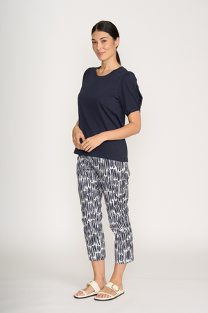 Foil Fuss Free Taper Trapeze Capri Pant in Code Print