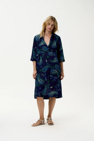 oneseason Jazz Hanalei Bay Dress in Navy Paisley