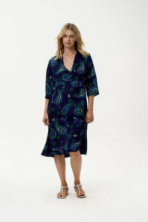 oneseason Jazz Hanalei Bay Dress in Navy Paisley