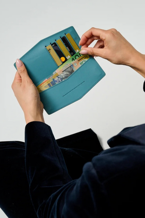 FOX and LEO Swallet Slimline Wallet in Teal