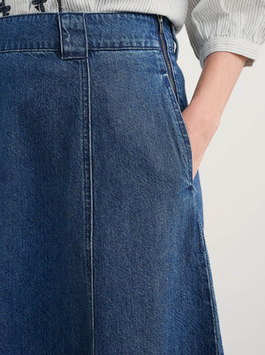 Seasalt Restharrow Skirt in Mid Wash