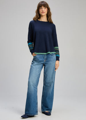 Zaket and Plover Textured Swing Jumper in Dark Denim