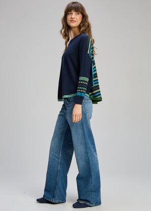 Zaket and Plover Textured Swing Jumper in Dark Denim