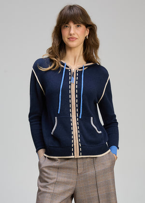 Zaket and Plover Threaded Hoodie in Dark Denim