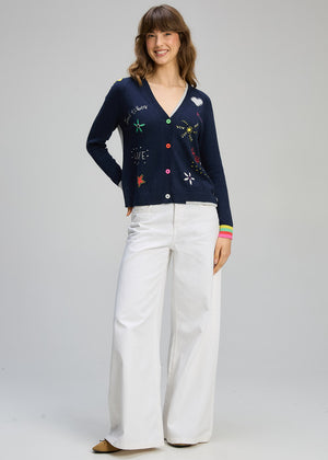 Zaket and Plover Good Energy Cardi in Dark Denim