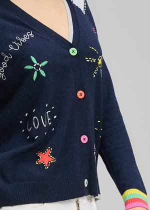 Zaket and Plover Good Energy Cardi in Dark Denim