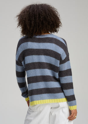Zaket and Plover Cozy Kid Stripe V Neck in Mist