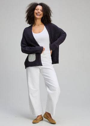 Zaket and Plover Bloom Back Cardi in Ink