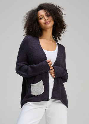 Zaket and Plover Bloom Back Cardi in Ink