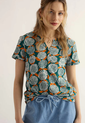 Seasalt S/S Waterflow Top in Painted Marigold dark Wreckage