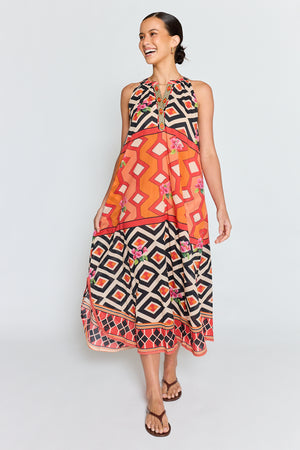 LULALIFE Bella Vista Maxi Dress in Tangerine