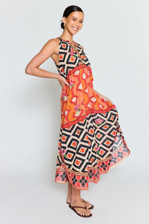 LULALIFE Bella Vista Maxi Dress in Tangerine