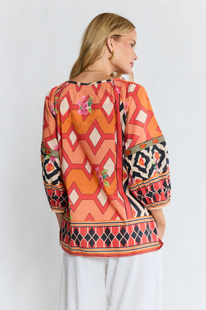 LULALIFE Bella Vista Top in Tangerine