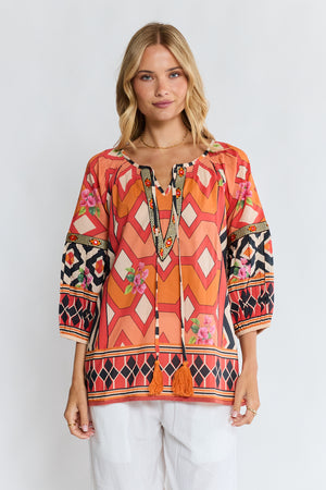 LULALIFE Bella Vista Top in Tangerine