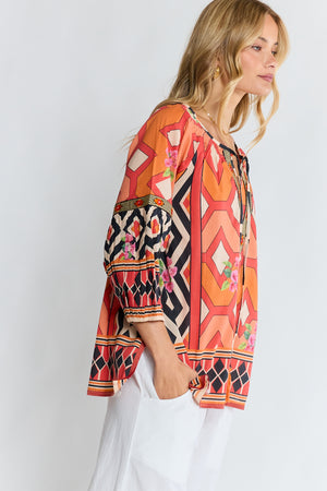 LULALIFE Bella Vista Top in Tangerine
