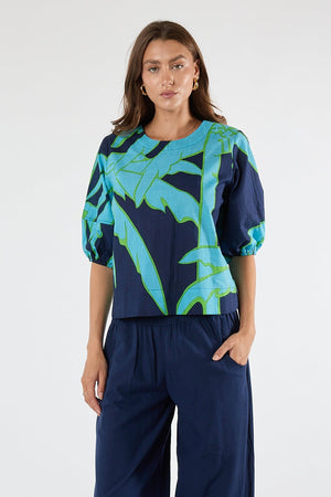 LULALIFE Colette Top in Navy