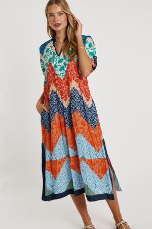 LULALIFE Romilly Kaftan Dress in Navy
