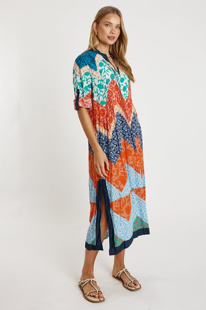 LULALIFE Romilly Kaftan Dress in Navy