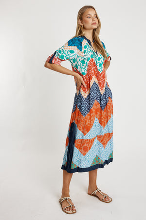 LULALIFE Romilly Kaftan Dress in Navy