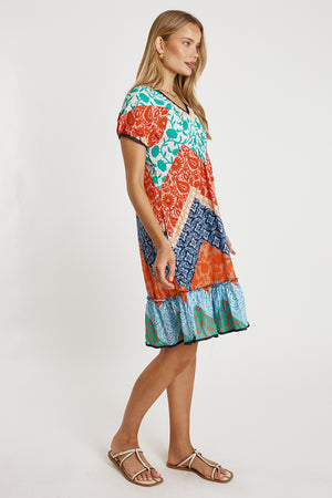 LULALIFE Romilly Shirred Dress on Navy