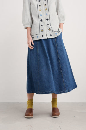 Seasalt Restharrow Skirt in Mid Wash