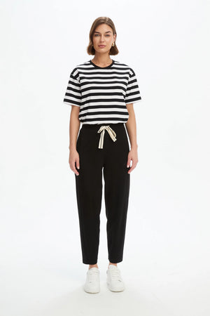 Tirelli Barrel Leg Lounge Summer Pant in Black