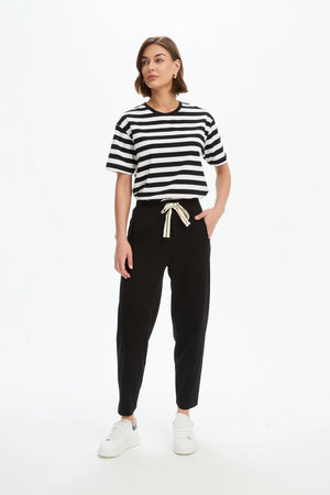Tirelli Barrel Leg Lounge Summer Pant in Black