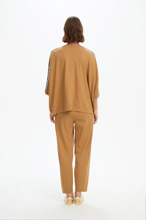Tirelli Oversized 3/4 Stripe Sleeve Tee in Cinnamon