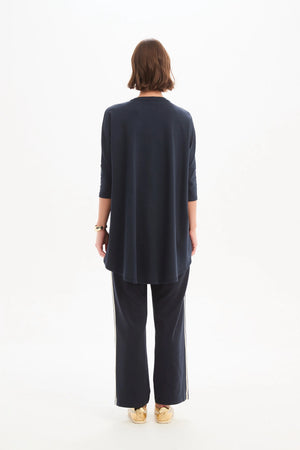 Tirelli Stripe Front 3/4 Sleeve Top in Navy