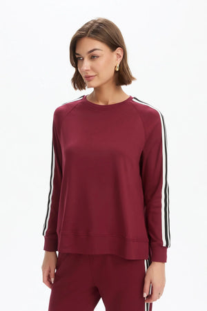 Tirelli Stripe Sleeve Summer Sweater in Raspberry