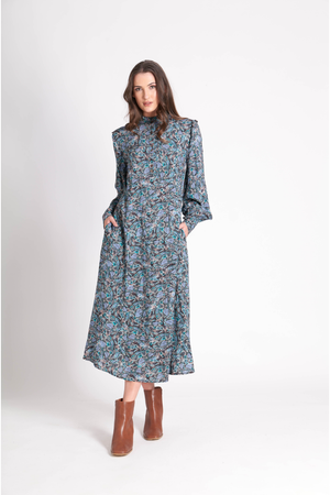 Foil Frilling News Dress in Serpent