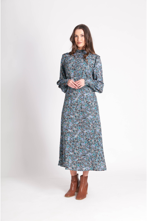 Foil Frilling News Dress in Serpent